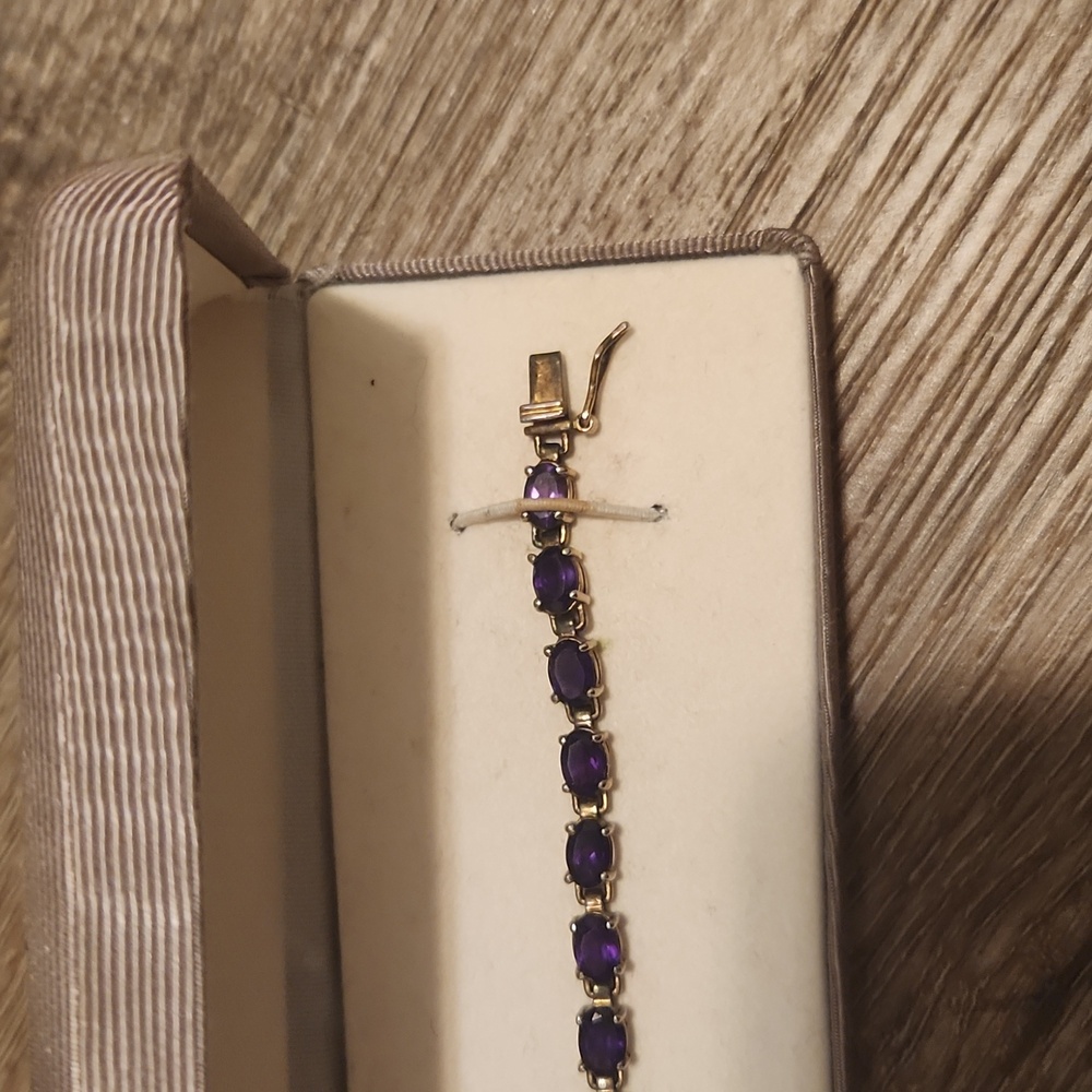 Amethyst Genuine Stone Tennis Bracelet NWT - Picture 2 of 8